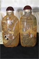 Vintage Painted Snuff Bottle w/case 4 bottles