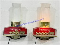 Pair of Budweiser Lighted Wall Sconces - Both