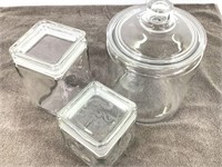 3 Glass Containers w Lids