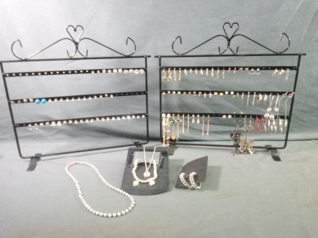 Two Earring Stands with Large Assortment of