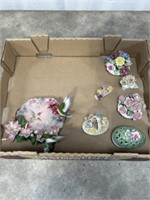 Porcelain floral decorations by Aynsley, trinket