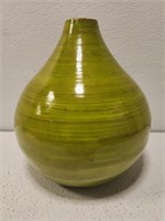 Green decorative wooden vase