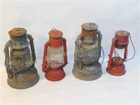 4 Vintage Lanterns Dietz Winged Wheel Globe Brand