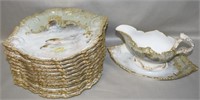 Antique Limoges Handpainted Fish Plates & Gravy