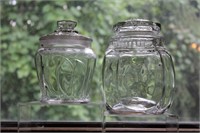 2 Vintage Store Counter Lidded Jars