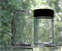 2 Antique Crown Canning Jars