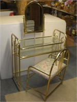 Brass and Glass Vanity, 30x14x48