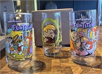 3 Flintstones drinking glasses