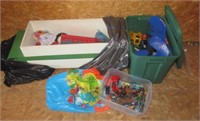 Group of toys that includes large group of cars,