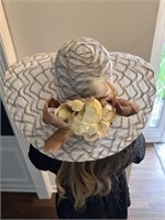 White and Brown Polyester Hat