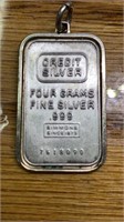 4 grams .999 fine silver bar Simmons Credit