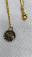 1831 seated half dime on gold tone chain