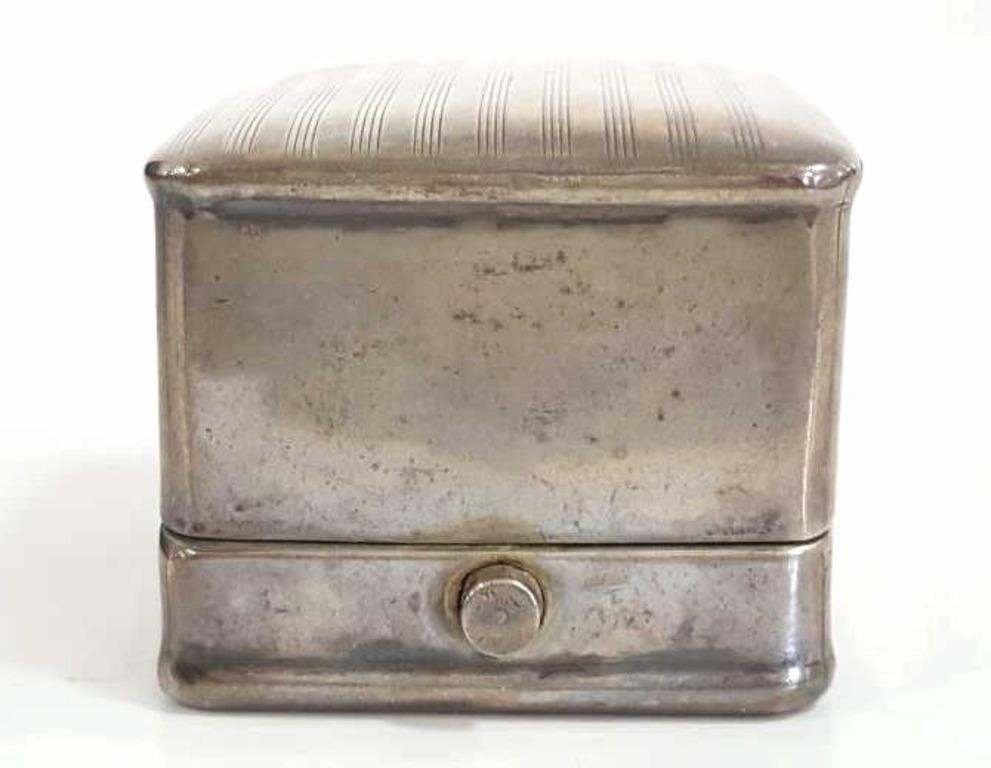 Antique Sterling Silver Ring Box, Velvet Interior