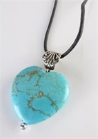Heart Shaped Turquoise Pendant, Cord, DY