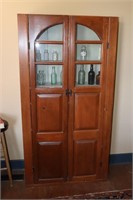 Antique Pine Cabinet with Glass and Panel Doors