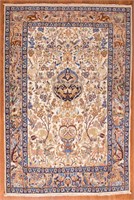 Fine Ispahan on silk rug, approx. 3.5 x 5.5