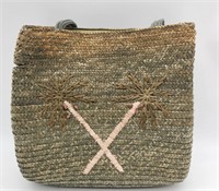 Wheat Straw Palm Tree Motif Bag