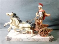 Antique Style Roman Chariot Warrior Horses Cart