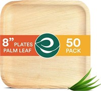 NEW $53(50PK)Square Palm Leaf Compostable Plates