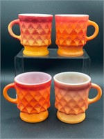 Fire King Orange Ombré Coffee Mugs