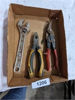 Adjustable Wrench, Pliers & Tin Snips