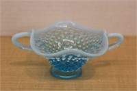 HOBNAIL DUAL HANDLED OPALESCENT DISH
