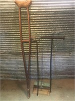 Antique crutches and hooks.