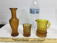 Amber Glass - Toothpick Holder Vase Pitcher