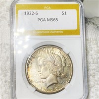 1922-S Silver Peace Dollar PGA - MS65