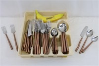 64 Pcs. Copper & Stainless Flatware