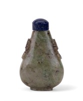 Antique Nephrite Jade Snuff Bottle w/ Lapis Cork