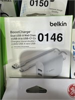BELKIN DUAL WALL CHARGER RETAIL $50