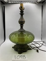 Vintage Green Globe Lamp- 26" tall
