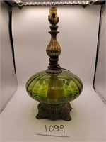 Vintage Green Globe Lamp- 26" tall