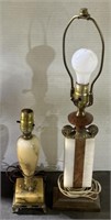 (E) Vintage Art Deco Marble Style Lamps (22'in