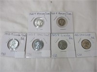(4) Steel pennies & (2) Mercury dimes