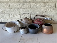 Old Tea Kettles, Copper Kettle, Enamel Chamber Pot