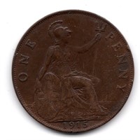 1915 Great Britain 1 Penny Coin