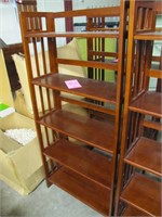 5 tier wood book shelf - fold-able - has scratches