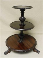 Flame Mahogany Tiered Table Top Tidbit Stand.