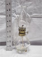 Vintage Oil Lamp Mini Hexagon Clear Glass Footed