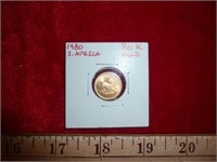 1980 South Africa Krugerrand 1/10oz Pure Gold Coin