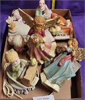 FLAT BOX OF MOSTLY ANGEL THEME FIGURINES
