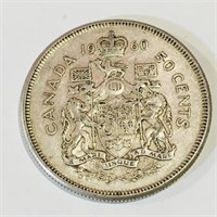 Silver 1960 Canada 50 Cent Coin