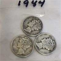 SILVER Mercury Dime LOT 1944