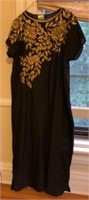 Egyptian Dress with Gold Embroidery - Marked "ARE"