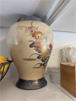 ASIAN STYLE URN, ARTIFICIAL FRUIT WIRE BASKET AND