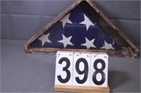 American Flag In Home Made  Display Case