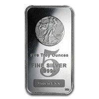 5 oz Walking Liberty Design Silver Bar