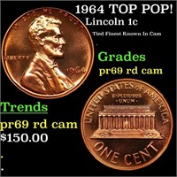 Proof 1964 Lincoln Cent TOP POP! 1c Graded pr69 rd